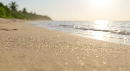 Obraz premium Beach sand ocean sea coast water wave summer tropical paradise vacation travel nature scenic shore