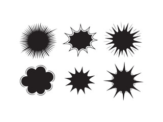 Collection of starburst and spiky shapes silhouette vector isolated on white background