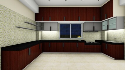 Modern Kitchen Cabinet Design with Wood Finish