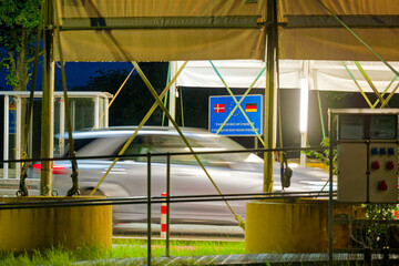 The border crossing between Denmark and Germany in Padborg with view from the german side at...