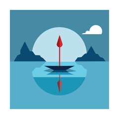 Naklejka premium Lake Reflection with Jet and Arrow Design