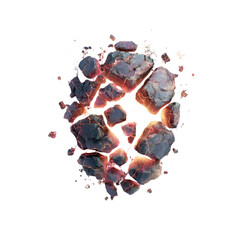 Glowing Embers Shattered Volcanic Rock Abstract