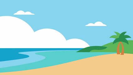 Obraz premium Clean Flat Vector Illustration of a Simplified Beachscape Design