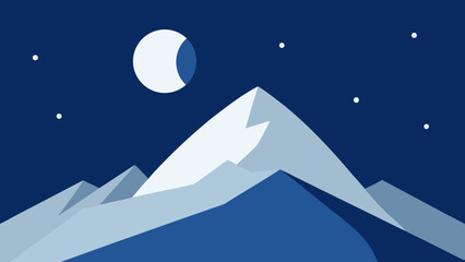 Fototapeta premium Enchanting Snowy Alpine Slope Bathed in Magical Moonlight Glow at Night