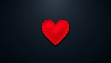 Bold red heart shape on a dark textured backdrop, conveying deep emotions and minimalist beauty.