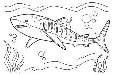 coloring page line art the whale shark fish black vector
