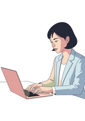 Businesswoman Working on Laptop Computer