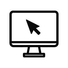 Computer monitor with a cursor icon indicating a click or selection isolated on white background