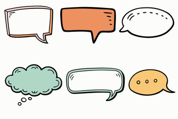 Set of hand-drawn speech bubbles. Speech balloon, frames, stylish, handwritten, doodle, frame bubble sketch