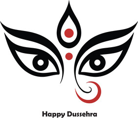 Happy Dussehra Lord Durga Eyes Illustration