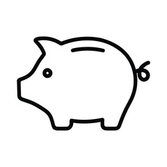 Simple outline icon of a piggy bank isolated on white background