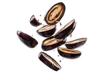 Fototapeta premium eggplant slice Pile falling
