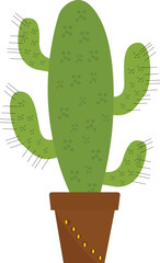 Cute Cartoon Cactus in Decorative Pot | Vector Plant Illustration