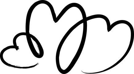 Painted hearts from grunge brush strokes