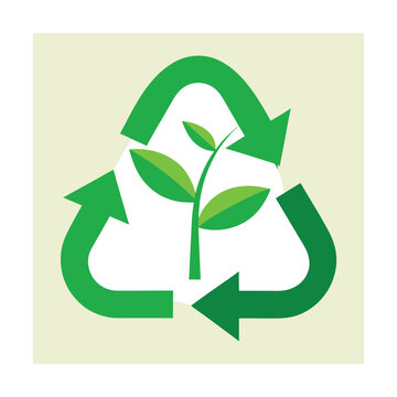 Recycle Arrows Surrounding Nature Sprout Logo