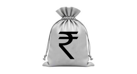 A money bag with the indian rupee symbol isolated    .ai generative, transparent background, white background. isolated on white background, png, jpeg, jpg.