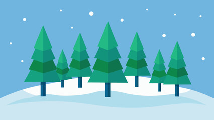 Naklejka premium Scenic Cedar Tree Cluster in a Beautiful Snowy Landscape