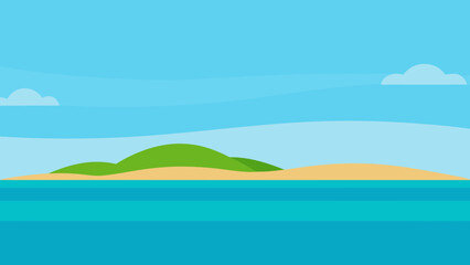 Obraz premium Expansive Clean Horizon View of Beach and Island