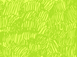 Texture of scribbles drawn with liner. Pencil sketch for design and decoration. Green and yellow crosshatch background. Funky vector sketch illustration. Children's funny illustration.