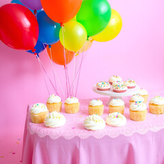 Balloons and Cupcakes Flat Lay