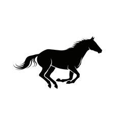 Running horse silhouette isolated on white background for logo or decoration in design