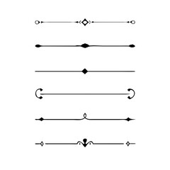 Set of Vintage decorative lines. text dividers. Line border. Lines separators, Borders, Vintage dividers, Underline elements. Divider set vector. Vector illustration.Line dividers.	