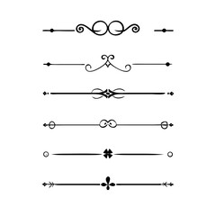 Set of Vintage decorative lines. text dividers. Line border. Lines separators, Borders, Vintage dividers, Underline elements. Divider set vector. Vector illustration.Line dividers.	