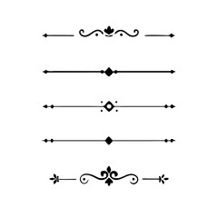 Set of Vintage decorative lines. text dividers. Line border. Lines separators, Borders, Vintage dividers, Underline elements. Divider set vector. Vector illustration.Line dividers.	
