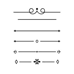 Set of Vintage decorative lines. text dividers. Line border. Lines separators, Borders, Vintage dividers, Underline elements. Divider set vector. Vector illustration.Line dividers.	