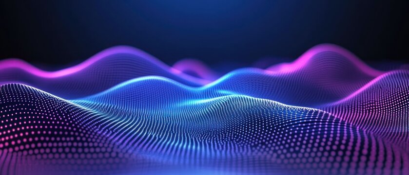Abstract Digital Landscape: Neon Waves of Data - Powered by Adobe