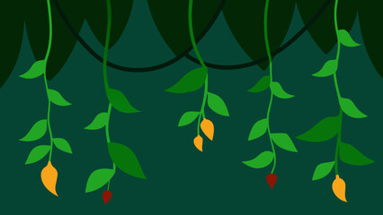 Jungle Vines Hanging from Thick Branches Tropical Forest