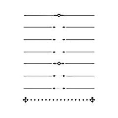 Set of Vintage decorative lines. text dividers. Line border. Lines separators, Borders, Vintage dividers, Underline elements. Divider set vector. Vector illustration.Line dividers.	