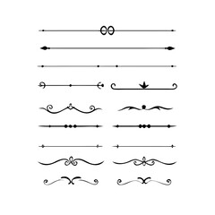 Set of Vintage decorative lines. text dividers. Line border. Lines separators, Borders, Vintage dividers, Underline elements. Divider set vector. Vector illustration.Line dividers.	