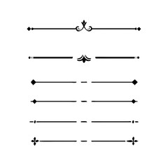 Set of Vintage decorative lines. text dividers. Line border. Lines separators, Borders, Vintage dividers, Underline elements. Divider set vector. Vector illustration.Line dividers.	