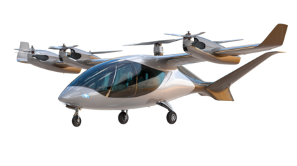 Electric Aircraft with Vertical Takeoff background isolated on a Transparent background, PNG file.
