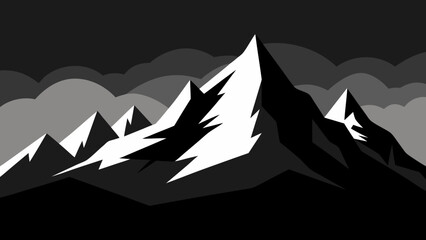 Monochrome Mountain Scene with Strong Contrast and Drama