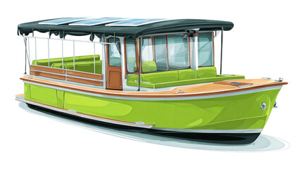 Electric Boat for Eco-Friendly Transportation background isolated on a Transparent background, PNG file.