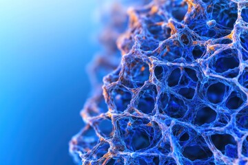 Abstract Blue Network: Intricate Cellular Structure Visualization