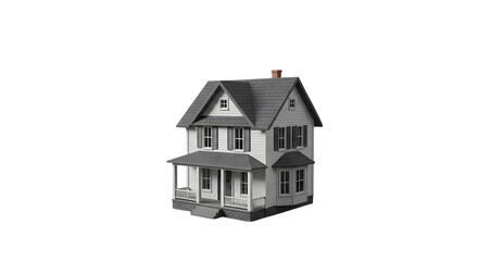 Isolated two story house with porch on black background    .ai generative, transparent background, white background. isolated on white background, png, jpeg, jpg.