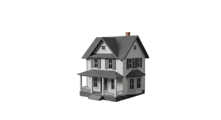 Isolated two story house with porch on black background    .ai generative, transparent background, white background. isolated on white background, png, jpeg, jpg.