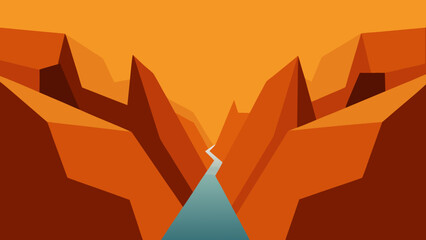 Paper Cut Canyon with Sharp Edges Geometric Landscape Art