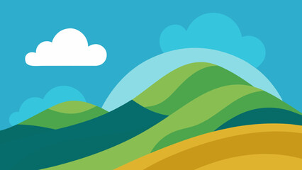 Fototapeta premium Paper Cut Hill and Sky Scenery with Curled Shadow Effect