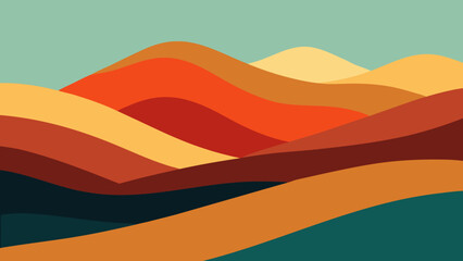 Abstract Layered Hills in Flat Tone Style Minimal Landscape Design