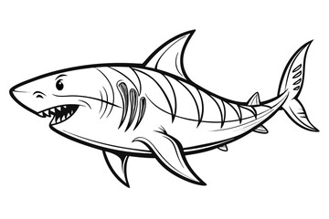 coloring page line art the great white shark fish vector