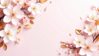 Obraz premium Floral arrangement on soft pink background elegant design nature aesthetics artistic composition high-quality image for beauty and decor