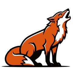 Obraz premium Icon of Red fox howling on a white background.