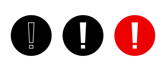 Warning and alert icon with exclamation mark. Caution and attention symbol in circle