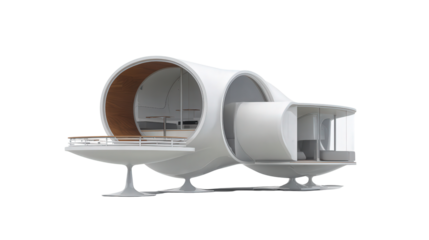 Futuristic Space Habitat for Mars background isolated on a Transparent background, PNG file.