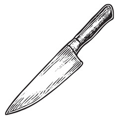 Obraz premium Hand-Drawn Sketch of a Sharp Kitchen Knife Illustration
