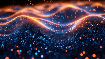 Fototapeta premium Abstract Digital Wave: Glowing Particles and Vibrant Hues